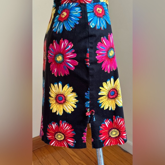 City Silk Midi Black W Red Pink Blue Yellow Sun Flowers SZ 6 Damage Last… - Picture 6 of 13